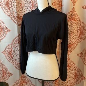 One athletics jersey style cropped hoodie with open back